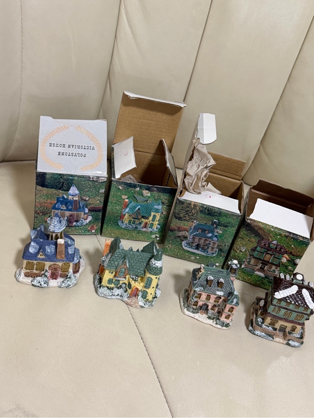 Set of 4 Miniature Holiday Village Houses - Assorted Colors